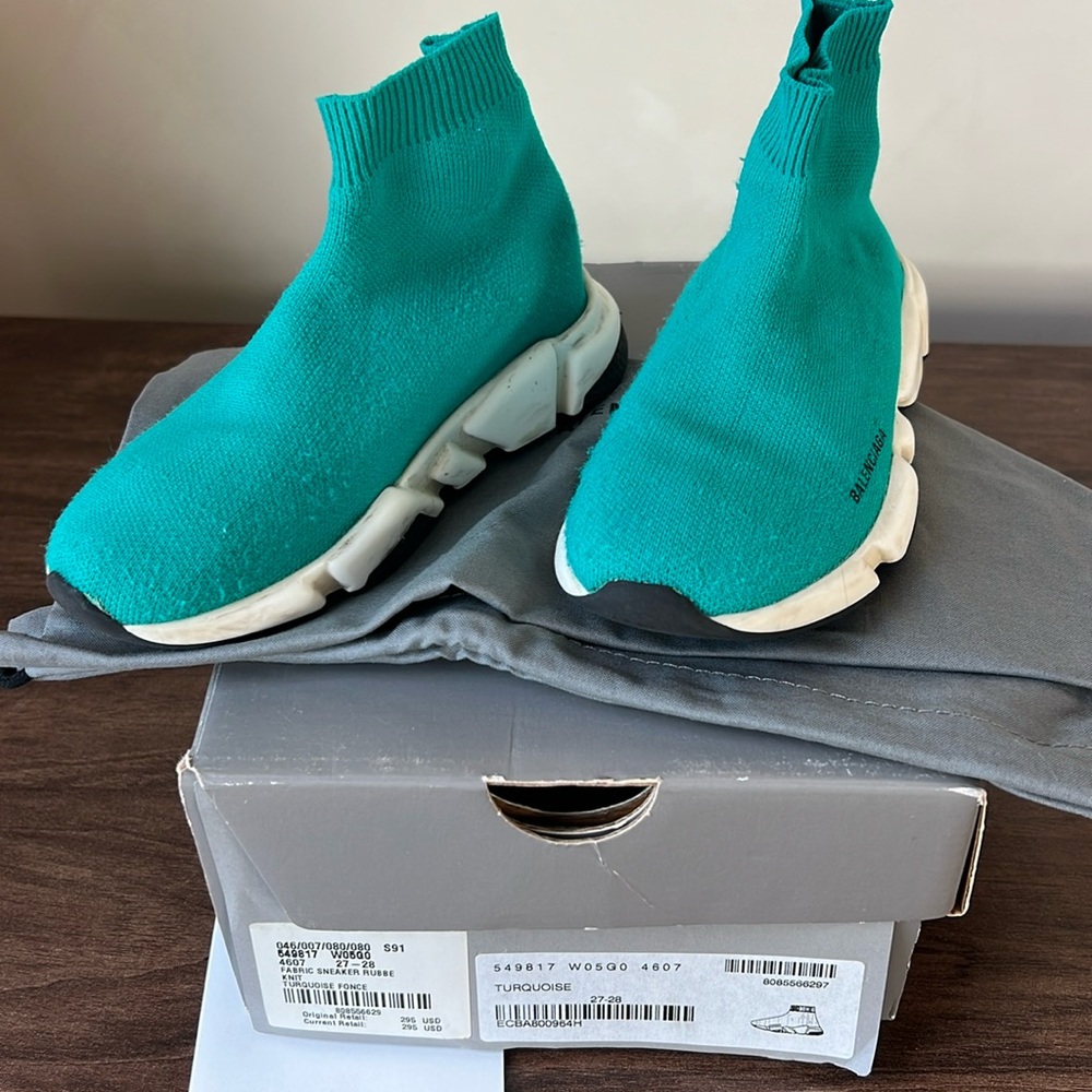 BALENCIAGA KIDS SPEED TRAINER SIZE 10-11K Turquoise